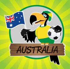 Football Mascot (Bird) Characters with flag on Light Green Background N8