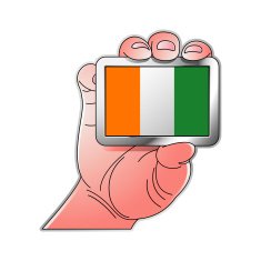 hand holding cote d'ivoire flag