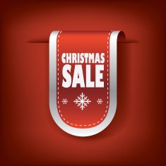 Elegant Christmas vertical ribbon tags with christmas sale text and