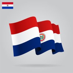 Flat and waving Paraguayan Flag Vector