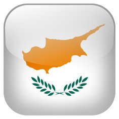 Cyprus national flag square button isolated on white background