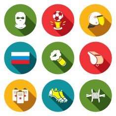 Soccer fans ultras Icons set