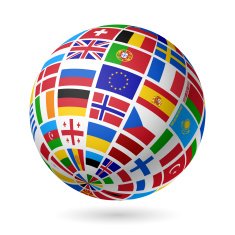 Flags globe Europe