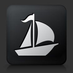 Black Square Button with Sailboat Icon