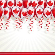 Canada Day background Maple Leaf balloons