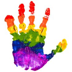 Gay and LGBT rainbow colors hand shape Handmade