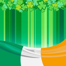 Irish Flag with Clover Leaf