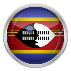 Glossy Button - Flag of Swaziland N4