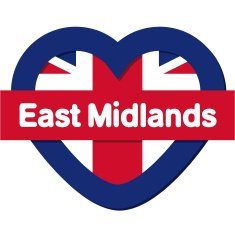 Love England collection vector East Midlands Heart and Flag