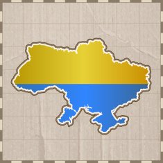 Ukraine flag map retro