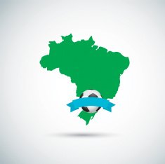 Brazil map with football banner