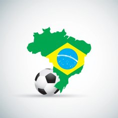 Brazil map with football