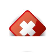 Glossy icon with Flag of Switzerland in white pocket