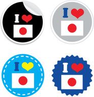 I love Japan flag Badge or sticker