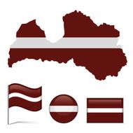 Latvia map &amp; flag