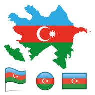 Azerbaijan map &amp; flag