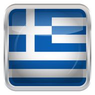 Glossy Button - Flag of Greece N3