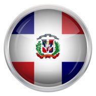 Glossy Button - Flag of Dominican Republic N4