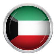 Glossy Button - Flag of Kuwait N4