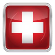 Glossy Button - Flag of Switzerland N4