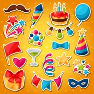 Carnival show and party set of celebration stickers