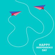 Two paper planes dash line Independence day UStates of America