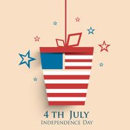 Stylish hanging gift box in national flag colors with stars