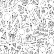 Hand-drawn seamless birthday pattern N2