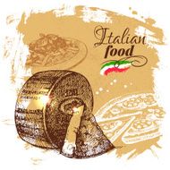 Hand drawn sketch Italian food background Vector illustration R N3