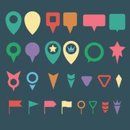 Flat map pins vector