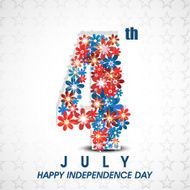 Stylish text 4th of July decorated with flowers