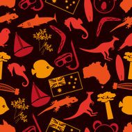 Australia country theme symbols dark seamless pattern eps10