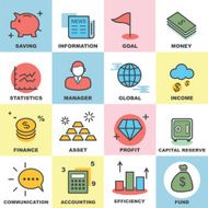 businee line icons set