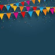 Vector party flags with confetti Celebrate concept