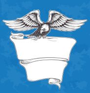 Detailed Hand Drawn Eagle Holding ribbon