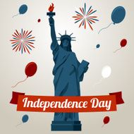 Independence day card concept with liberty statue Vector