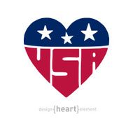 vector heart with american flag colors symbols and inscription