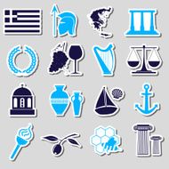 greece country theme symbols and stickers set eps10