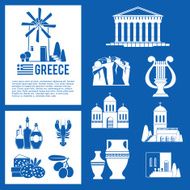 Greece Landmarks and cultural features icons design set N3