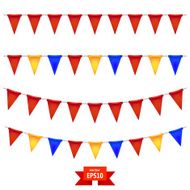 Set colored flags on rope The elements of your design Vector