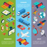 Navigation vertical isometric banners set