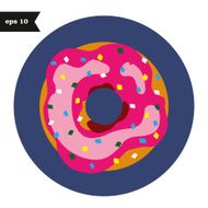 Flat isolated Donut with icing and sprinkles