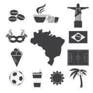 Brazil Tourist Attraction Icons Set