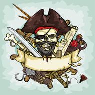 Pirate Skull logo design vector illustrations with space for text N3