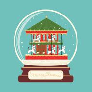 Merry christmas glass ball with carousel horses Celebratory scenery Eve N2