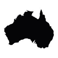 Australia island continent black vector map flat design