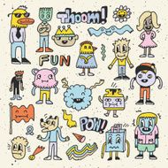 Wacky crazy colorful doodles set 2 Vector illustration Hand drawn N2