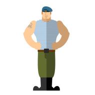 Russian soldiers Military man in t-shirt and blue beret