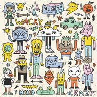 Wacky crazy colorful doodles set 4 Vector illustration Hand drawn N2