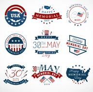 American Memorial Day Badges and Labels in Vintage Style